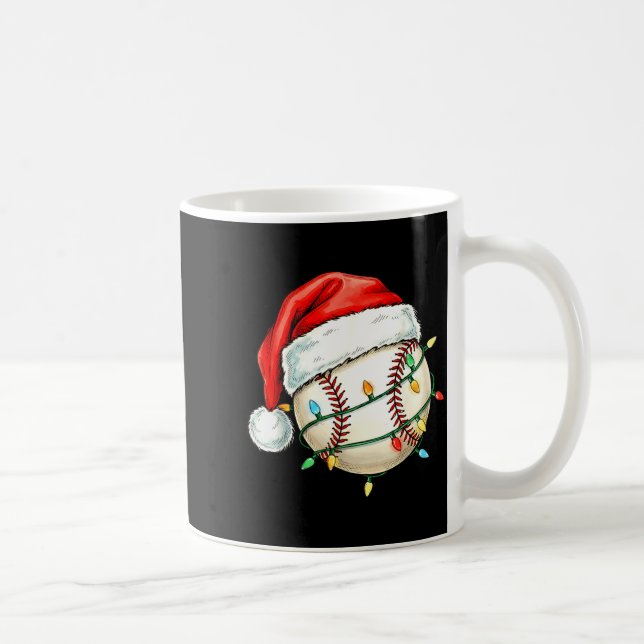Baseball Christmas Shirt Funny Santa Hat Srt Men K Kaffemugg (Höger)