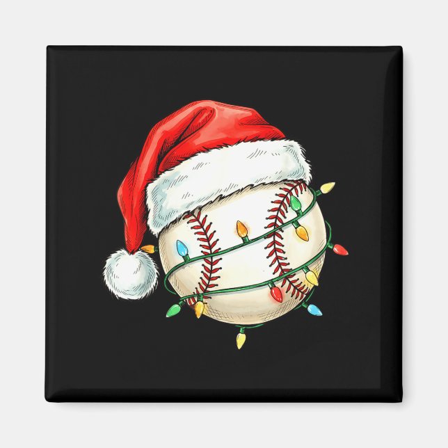 Baseball Christmas Shirt Funny Santa Hat Srt Men K Magnet (Framsidan)