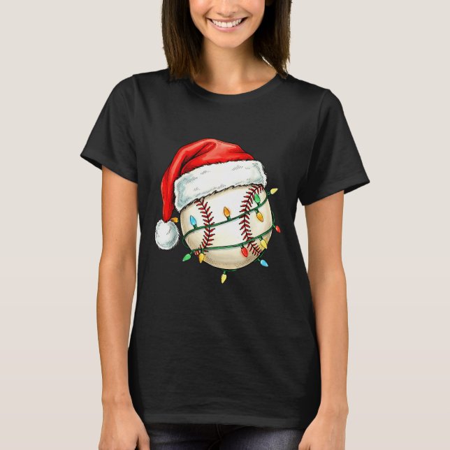 Baseball Christmas Shirt Funny Santa Hat Srt Men K T (Framsida)