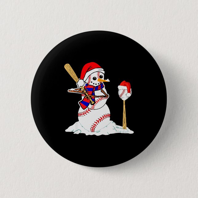 Baseball Christmas Snowman Playing Baseball  Knapp (Framsida)