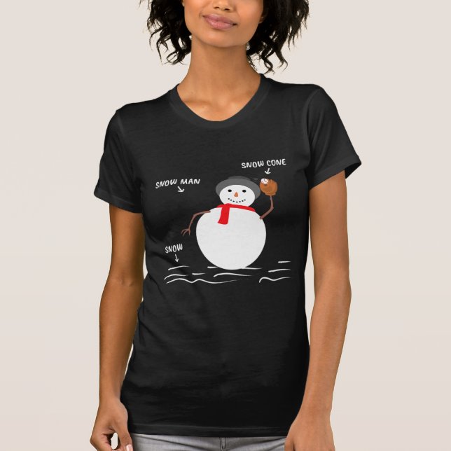Baseball Christmas Snowman Snow Cone Catch Design  T Shirt (Framsida)
