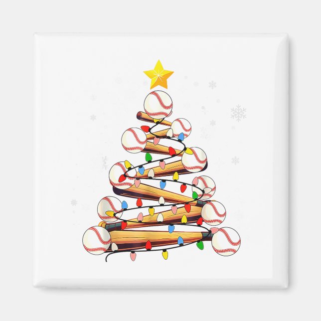 Baseball Christmas Tree Light Xmas Baseball Boys K Magnet (Framsidan)