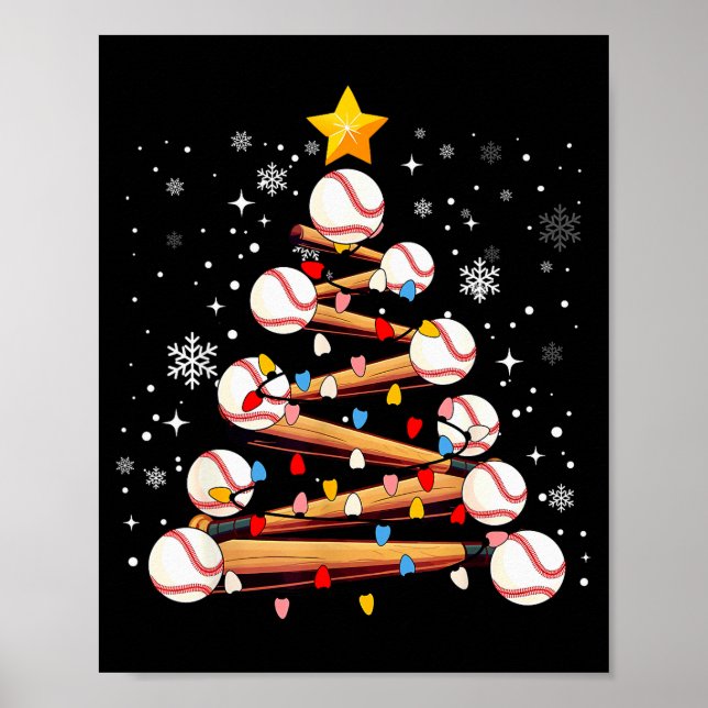 Baseball Christmas Tree Light Xmas Baseball Boys K Poster (Framsidan)