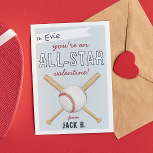 Baseball Classroom Valentines day-kort med alla st Inbjudningar