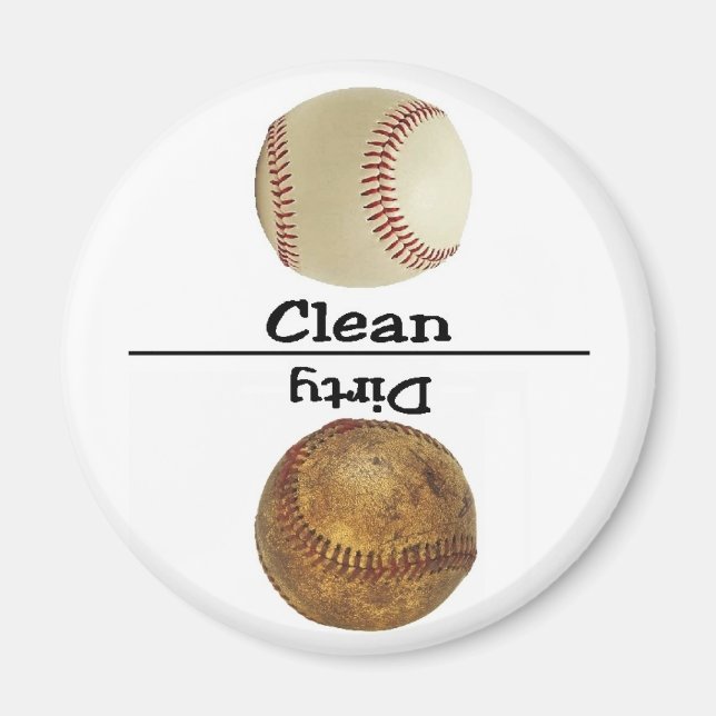 Baseball Clean Dirty Dishwasher Magnet (Framsidan)