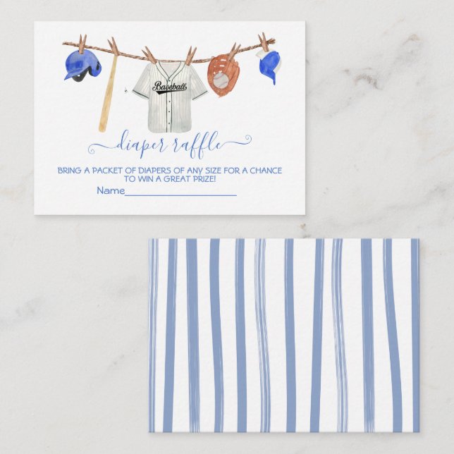Baseball Clothesline Baby Showe Diaper Raffle-kort Tilläggskort (Fram/baksida)