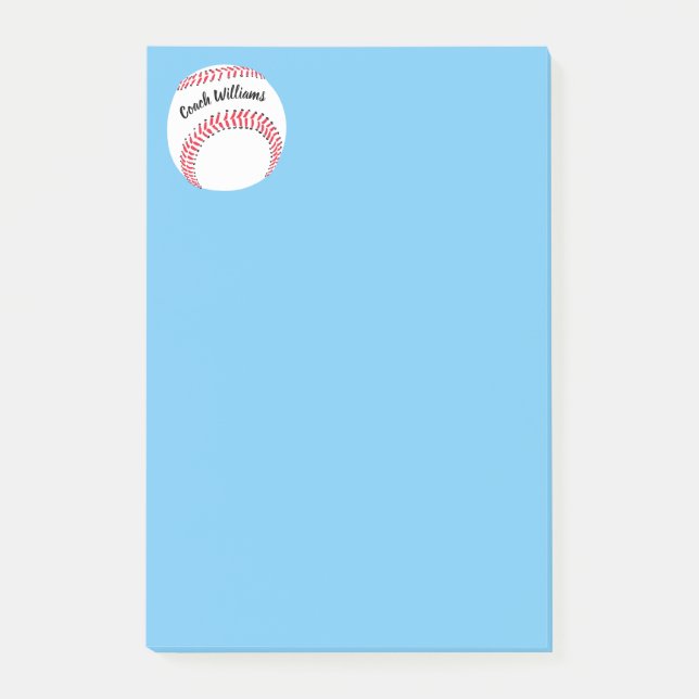 Baseball Coach Add Namn 4x6 Post-it Block (Framsida)