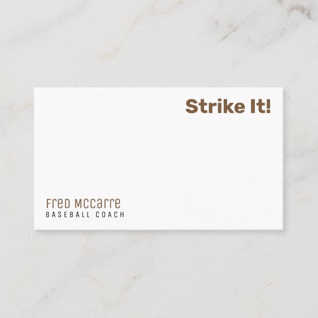 Baseball Coach | Baseball Fält Affärskort Visitkort (Framsida)