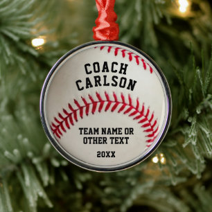 Baseball Coach Boll Stitching Personlig Julgransprydnad Metall