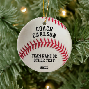 Baseball Coach Boll Stitching Photo Personlig Julgransprydnad Keramik