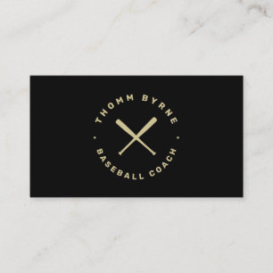 Baseball Coach Crossed Fladdermus Black Guld Visitkort