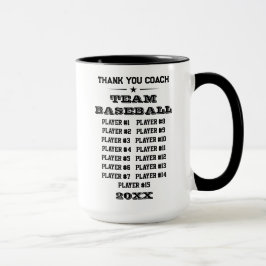 Baseball Coach Gift, Custom Name, Logo & Roster Mugg