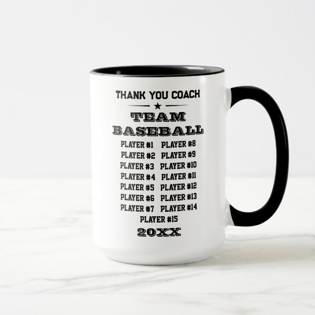 Baseball Coach Gift, Custom Name, Logo & Roster Mugg (Höger)