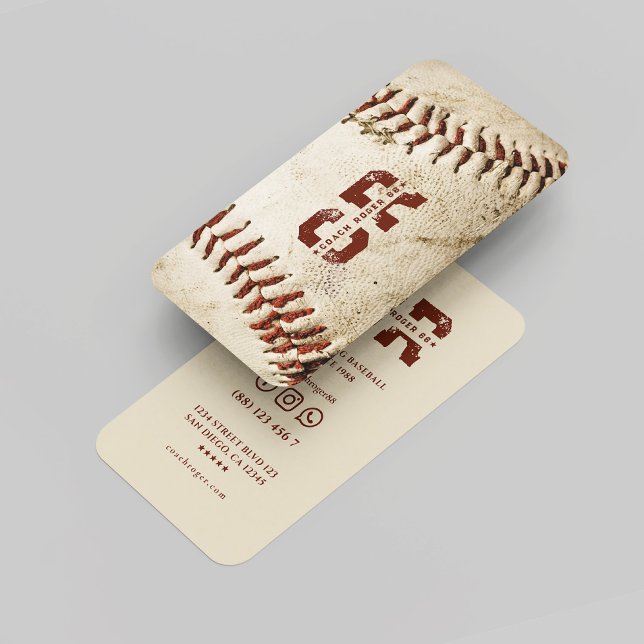 Baseball Coach Monogram Rustic Baseball Initialer Visitkort (Baseball Coach Monogram Rustic Baseball Initials Business Card
)
