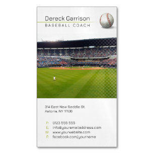 Baseball Coach   Spelarfoto Magnetiska Visitkort