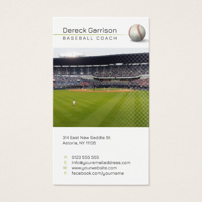 Baseball Coach | Spelarfoto Visitkort (Framsidan)