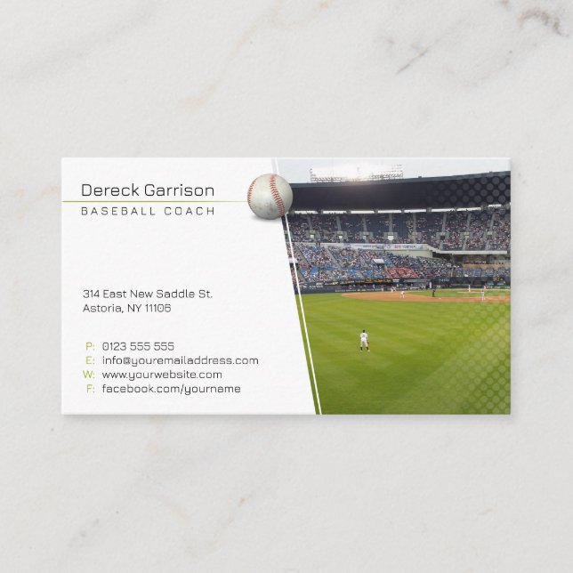 Baseball Coach | Spelarfoto Visitkort (Framsida)