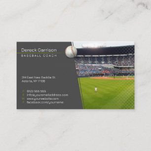 Baseball Coach   Spelarfoto Visitkort
