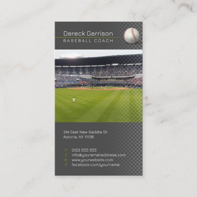 Baseball Coach | Spelarfoto Visitkort (Framsida)
