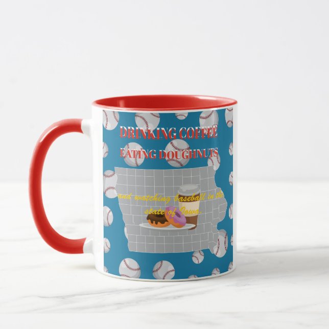 Baseball, coffee and donuts in the state of Iowa Mugg (Vänster)