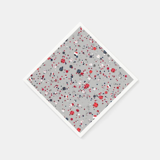 Baseball Confetti, Grått-PAPPRA PARTY NAPKINS Pappersservett (Hörn)