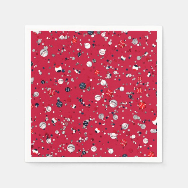 Baseball Confetti, rödPAPPRA PARTY NAPKINS Pappersservett (Framsidan)