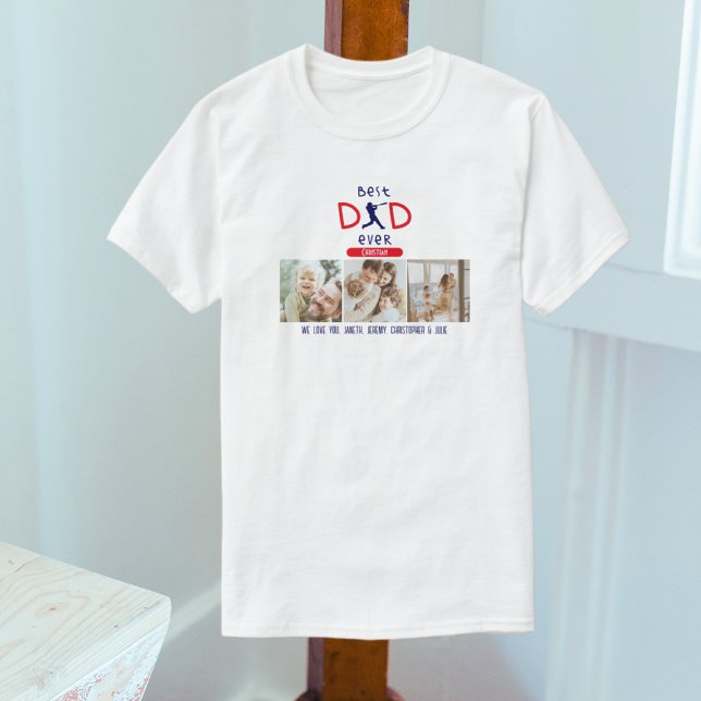 Baseball Coola Cute Pappa Photo Collage Fars dag T Shirt (Skapare uppladdad)