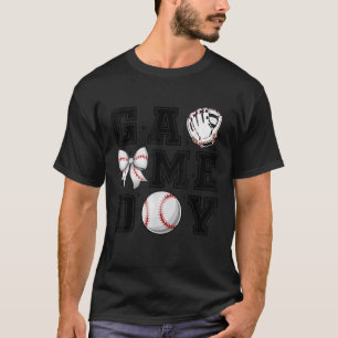 Baseball Coquette Bow Cute Gameday Cheer Mamma Spo T Shirt