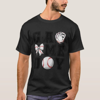Baseball Coquette Bow Cute Gameday Cheer Mamma Spo T Shirt