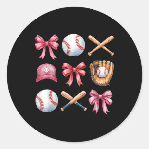 Baseball Coquette Bow Women Girls Cheer Mamma Mamm Runt Klistermärke