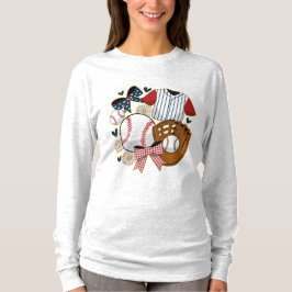 Baseball Coquette Cute Patriotic Sports Aesthetic T Shirt