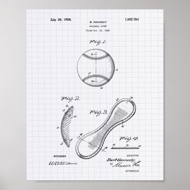 Baseball Cover 1924 Patent Art - Lintade peper Poster (Framsidan)
