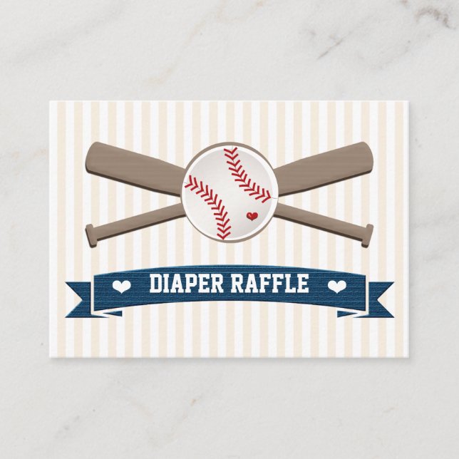 Baseball Crossed Fladdermus Diaper Raffle Cards Tilläggskort (Framsida)