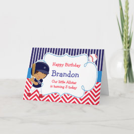 Baseball Cute African American Boy Birthday Kort