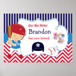 Baseball Cute Blonde Hair Boy Birthday Poster
