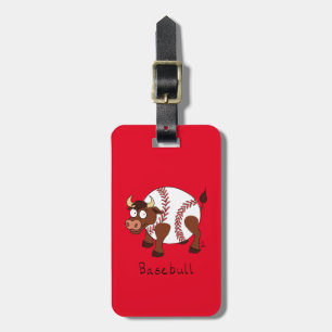 Baseball Cute Kids Tecknad Bull Bagagebricka