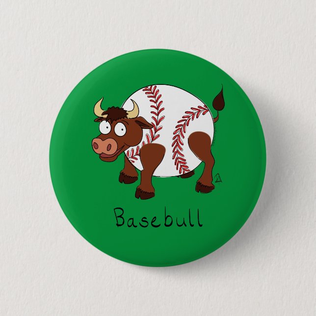 Baseball Cute Kids Tecknad Bull Knapp (Framsida)