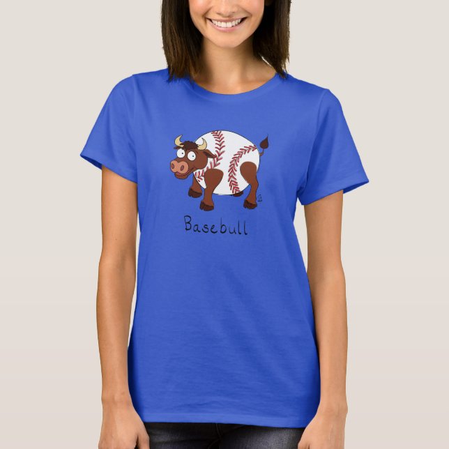 Baseball Cute Kids Tecknad Bull T Shirt (Framsida)