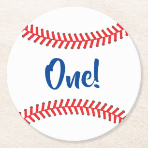 Baseball Cute Sports-Födelsedagsfest, Barn Underlägg Papper Rund