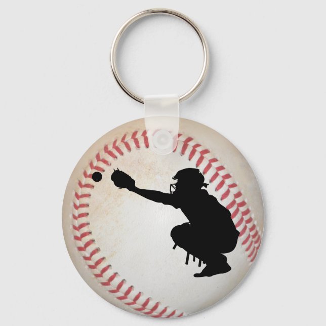 Baseball Cutter Silhouette Nyckelring (Framsida)