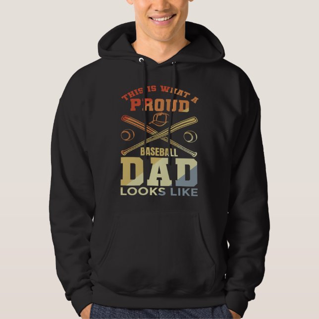 Baseball Dad Baseball Father Baseball Papa Hoodie (Framsida)