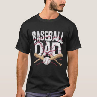 Baseball Dad Distressed Crossed Bats Sports Father T Shirt