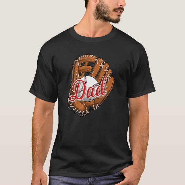 Baseball Dad  Softball Sport Player Daddy Papa T Shirt (Framsida)
