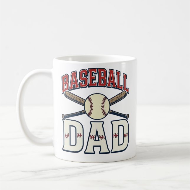 Baseball Dad Vintage Engraving Shirt Design_1 Kaffemugg (Vänster)