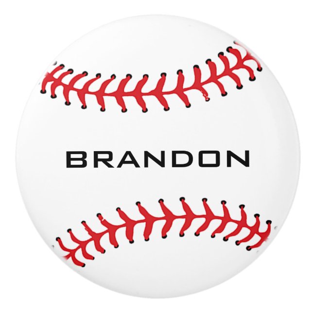 Baseball design - keramisk dragkraft knopp (Framsidan)