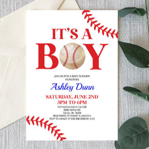 Baseball Det är en rödblå babystövel Inbjudningar