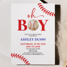 Baseball Det är en rödblå babystövel Inbjudningar