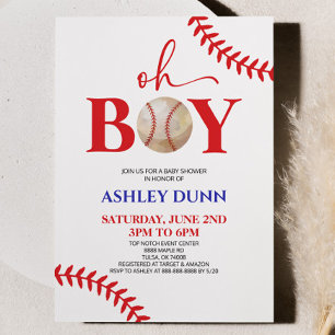 Baseball Det är en rödblå babystövel Inbjudningar