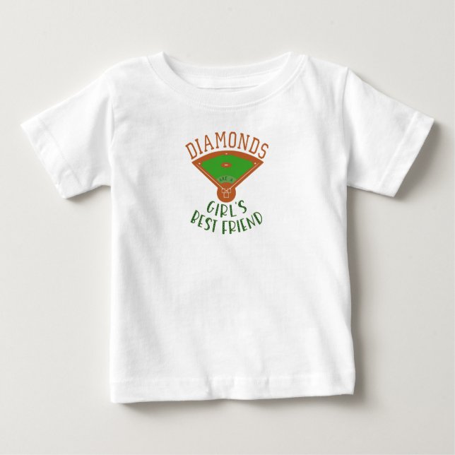 Baseball - Diamanter är en flickas bästa vän T Shirt (Framsida)
