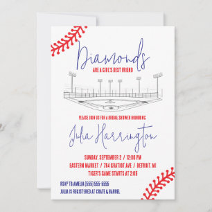 Baseball Diamond, flickans bästa vän Möhippa Inbjudningar